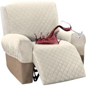 Turquoize Waterproof Recliner Chair Covers Quilted Stretch Recliner Covers 4-Piece Recliner Slip Covers for Reclining Chairs Seat Width Up to 23" Recliner Protector(Recliner,Burgundy)