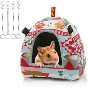 Hamster Tent Bed Winter Warm Hammock Sleeping Bed for Gerbil Rat Sugar Glider Squirrel Hedgehog Small Birds (M, Pink Ethnic) in Kuwait