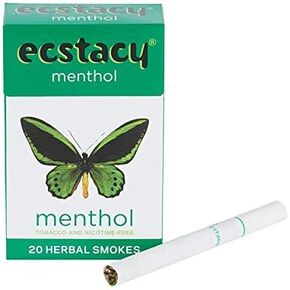 Ecstacy Herbal Cigarettes | Nicotine Free Cigarettes with Menthol Flavor | 1 Pack(20single) of Tobacco Free Smokes (Menthol) in Saudi Arabia