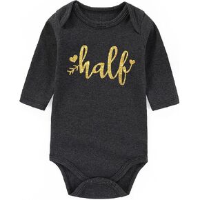 BESDEAR Half 1/2 birthday girl Outfit Boy Baby Clothes Funny Baby Bodysuits half way to one decorations 6 months in Kuwait