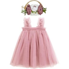 Century Star Tulle Dress Tutu Dress Baby Toddler Girls Birthday Gifts Easter Festival Dress Up Sundress with Flower Headband