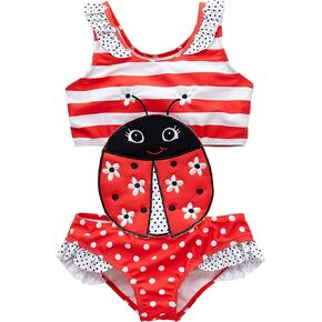 kavkas Toddler Baby Girl One Piece Swimsuit Kids Cute Bathing Suit Rash Guard Bikini for Girls, 12M-6 Year