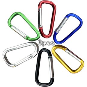 6/12 Pack Carabiner Clip Keychain 3 inches - D Ring Aluminum Caribiniers Hook Key Clips for Belt Loop, Water Bottle, Backpack, Flag, Dog Lesh, Camping Hiking, Animal Cage, Plant, Connect Hooks