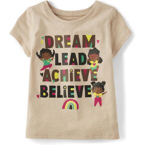 The Children's Place Baby Toddler Girls Short Sleeve Graphic T-Shirt, Dream,Lead,Achieve,Believe in Kuwait