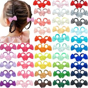 Ayesha 80Pcs Baby Hair Ties Toddler Hair Bows Rubber Bands with Bows Ponytail Holders Pigtail Tiny Bows Hair Accessories for Girls Thin Hair in Kuwait