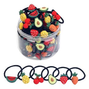 Hair Tie, 30 pieces Plastic and Rubber, Cartoon Patterns, For Girls 1-11 Years Old, Hair Accessories for Infants Kids Toddlers Children (Random Color, Transparent)