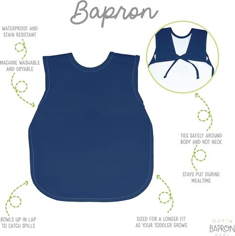 BapronBaby Minimalist Sage Bapron - No Neck Tie Safer Bib for Baby & Toddler - Soft Waterproof Stain Resistant - Machine Washable - Sz Baby/Toddler 6m-3T in Saudi Arabia