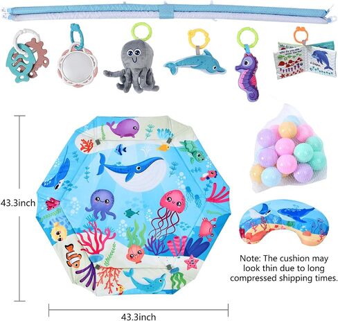 Baby Gym Play Mat, 8-in-1 Tummy Time Mat & Activity Gym, Washable Ball Pit, Infant Play Mat with Detachable Toys for Sensory Exploration and Motor Skill Development in Saudi Arabia