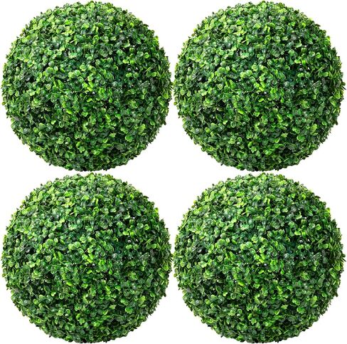 Aboofx 4 Pieces 15.7 inch 3 Layers Artificial Plants Topiary Ball, Faux Greenery Round Boxwood Decorative Balls for Balcony, Front Porch Decor, Outdoor Backyard Garden, Wedding, and Home Decoration in Kuwait