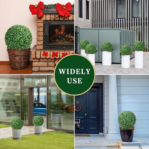 Aboofx 4 Pieces 15.7 inch 3 Layers Artificial Plants Topiary Ball, Faux Greenery Round Boxwood Decorative Balls for Balcony, Front Porch Decor, Outdoor Backyard Garden, Wedding, and Home Decoration in Kuwait