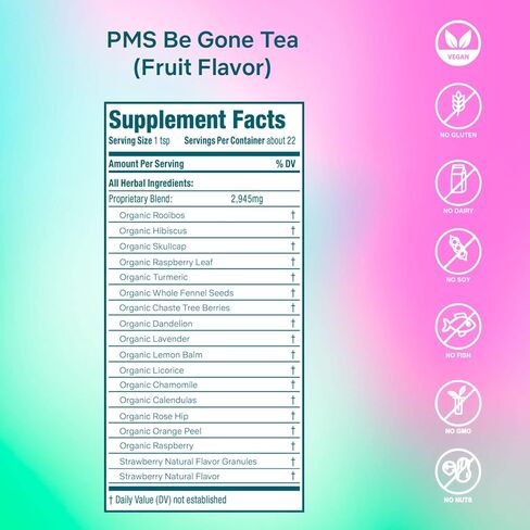 أسرار الشاي شاي PMS للنساء والمراهقين - شاي الأعشاب الطبيعي الخالي من الكافيين العضوي التابع لوزارة الزراعة الأمريكية - 40 حصة (عبوة واحدة) in Kuwait