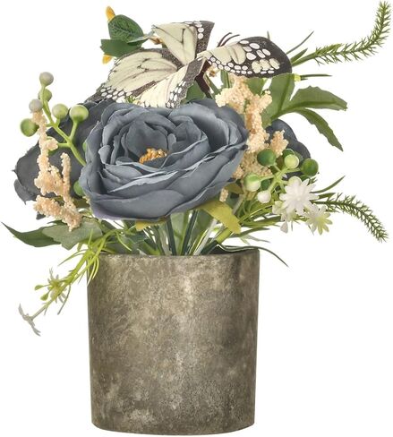 Daxi Events زهور اصطناعية بوعاء، حزم كاميليا صغيرة من الحرير الصناعي في وعاء، نباتات وهمية في المنزل والمكتب وغرفة المكتب ورف الطاولة ديكور القطع المركزية (عنابي) in Kuwait