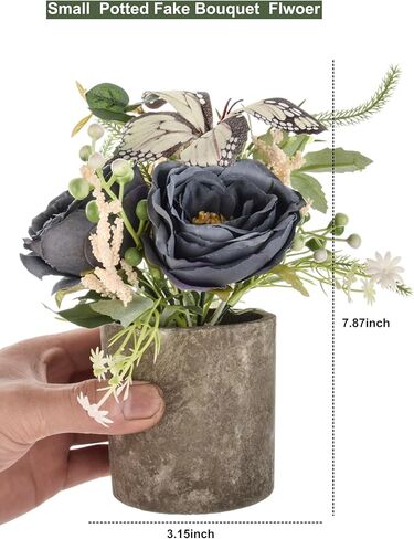 Daxi Events زهور اصطناعية بوعاء، حزم كاميليا صغيرة من الحرير الصناعي في وعاء، نباتات وهمية في المنزل والمكتب وغرفة المكتب ورف الطاولة ديكور القطع المركزية (عنابي) in Kuwait