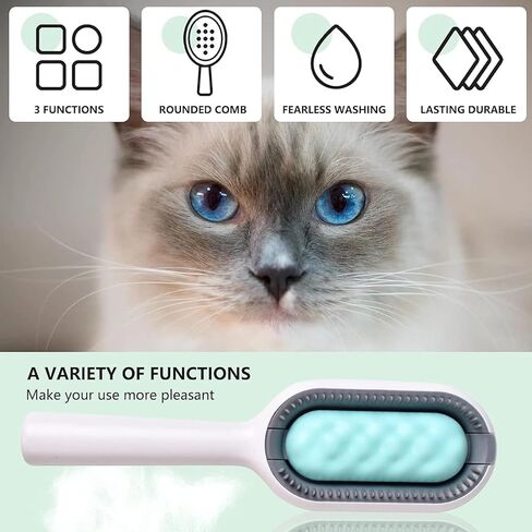 فرشاة فلافي بادي للعناية بالحيوانات الأليفة بتصميم فريد من نوعه لخزان المياه للكلاب والقطط - مشط مزدوج الجوانب لإزالة الشعر قابل لإعادة الاستخدام للتدليك والتنظيف، يزيل عقد الفراء والفرو السفلي الفضفاض (وردي) in Kuwait