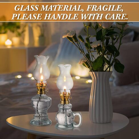 Vintage Glass Kerosene Lamp Rustic Oil Lamp Lantern Chamber Oil Lamps Clear Kerosene Lamp Hurricane Lamp with 6.6 ft Extra Wick for Indoor Use Lighting Home Decor Emergency (6 Pcs,Vivid) in Kuwait