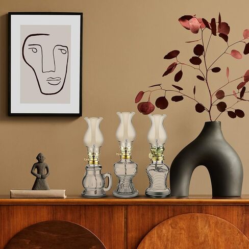 Vintage Glass Kerosene Lamp Rustic Oil Lamp Lantern Chamber Oil Lamps Clear Kerosene Lamp Hurricane Lamp with 6.6 ft Extra Wick for Indoor Use Lighting Home Decor Emergency (6 Pcs,Vivid) in Kuwait