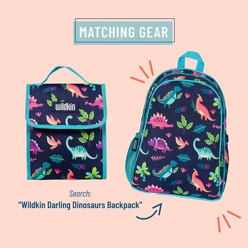 Wildkin Kids Insulated Lunch Bag for Boys & Girls, Reusable Lunch Bag is Perfect for Daycare & Preschool, Ideal Size for Packing Hot or Cold Snacks for School & Travel Lunch Bags (Darling Dinosaurs) in Kuwait