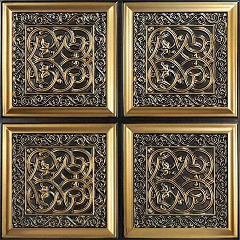 From Plain To Beautiful In Hours 231 Lover's Knot PVC 2' x 2' Glue-up Ceiling Tile, Pack of 50, Antique Copper, 50 Piece in Saudi Arabia