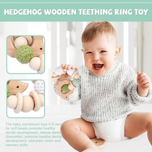 6 Pieces Toy Set- Wooden Baby Toys for Babies 0-6 Months,Wooden Toys for Babies Rattles with Bells,Wooden Rattles Push Car,Wood Rattle Toys Gifts for Boys Girls,Montessori Toys for Babies 0-6 Months in Saudi Arabia