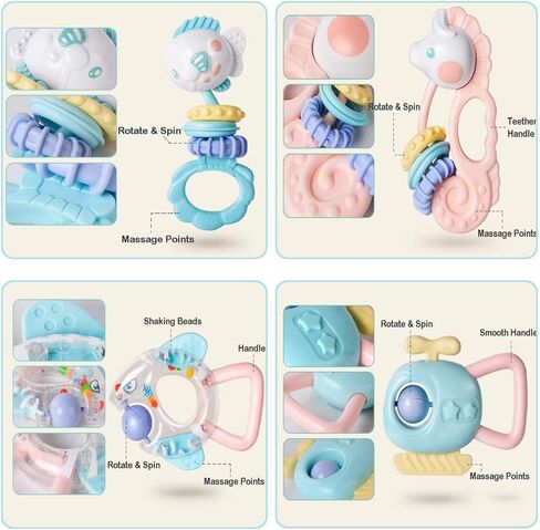 ألعاب خشخيشة للأطفال حديثي الولادة من ويشتايم - ألعاب أطفال خشخيشات وعضاضات للبنات والأولاد من عمر 0 ​​إلى 18 شهرًا - مجموعة خشخيشة للأطفال - ألعاب تسنين خشخيشة للرضع - ألعاب حسية لفكرة هدية استحمام الطفل in Kuwait