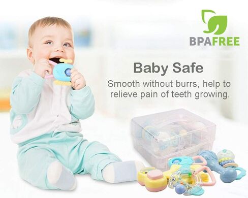 ألعاب خشخيشة للأطفال حديثي الولادة من ويشتايم - ألعاب أطفال خشخيشات وعضاضات للبنات والأولاد من عمر 0 ​​إلى 18 شهرًا - مجموعة خشخيشة للأطفال - ألعاب تسنين خشخيشة للرضع - ألعاب حسية لفكرة هدية استحمام الطفل in Kuwait