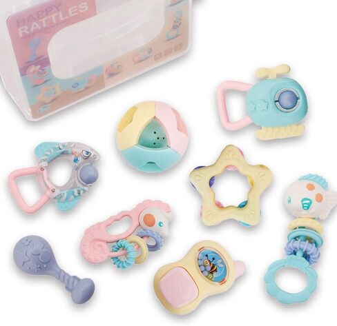 ألعاب خشخيشة للأطفال حديثي الولادة من ويشتايم - ألعاب أطفال خشخيشات وعضاضات للبنات والأولاد من عمر 0 ​​إلى 18 شهرًا - مجموعة خشخيشة للأطفال - ألعاب تسنين خشخيشة للرضع - ألعاب حسية لفكرة هدية استحمام الطفل in Kuwait