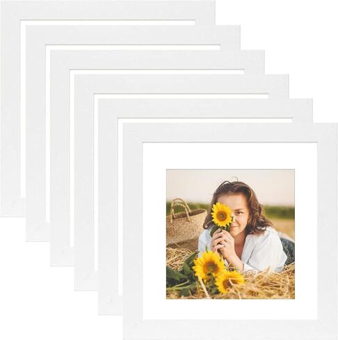 8x8 Picture Frame Rustic Black Wood Set of 6,Display Pictures 5x5 with Mat or 8x8 Without Mat,Multi Photo Frames Collage for Wall or Tabletop Display in Saudi Arabia