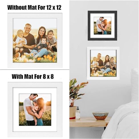 8x8 Picture Frame Rustic Black Wood Set of 6,Display Pictures 5x5 with Mat or 8x8 Without Mat,Multi Photo Frames Collage for Wall or Tabletop Display in Saudi Arabia