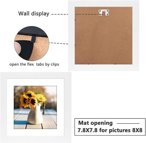 8x8 Picture Frame Rustic Black Wood Set of 6,Display Pictures 5x5 with Mat or 8x8 Without Mat,Multi Photo Frames Collage for Wall or Tabletop Display in Saudi Arabia