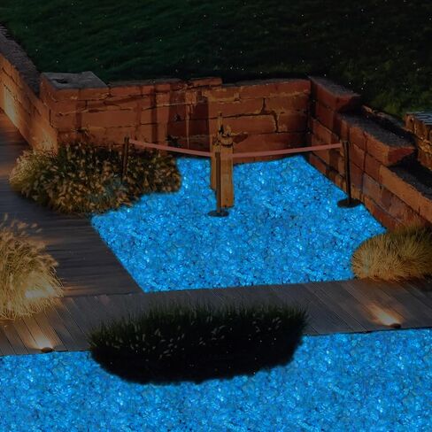 Lechloris Glow in the Dark Stones - 5Ib >2000 Pcs Natural Glow Rocks Pebbles for Outdoor Garden Landscaping Walkway & Indoor Decorative Glowing Stones for Aquarium Fish Tank Halloween Decor DIY (Blue) in Kuwait
