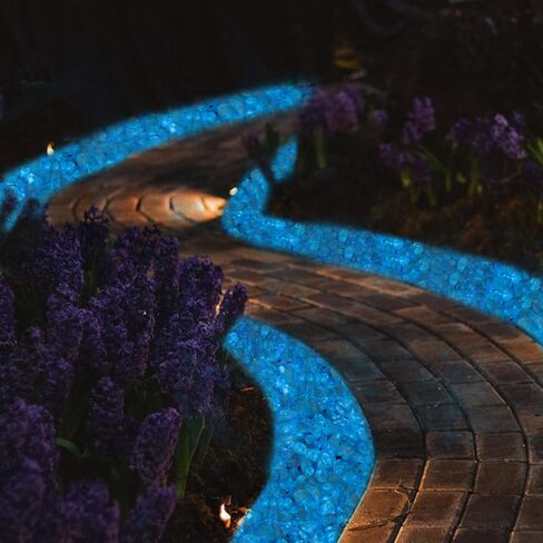 Lechloris Glow in the Dark Stones - 5Ib >2000 Pcs Natural Glow Rocks Pebbles for Outdoor Garden Landscaping Walkway & Indoor Decorative Glowing Stones for Aquarium Fish Tank Halloween Decor DIY (Blue) in Kuwait