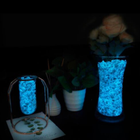 Lechloris Glow in the Dark Stones - 5Ib >2000 Pcs Natural Glow Rocks Pebbles for Outdoor Garden Landscaping Walkway & Indoor Decorative Glowing Stones for Aquarium Fish Tank Halloween Decor DIY (Blue) in Kuwait