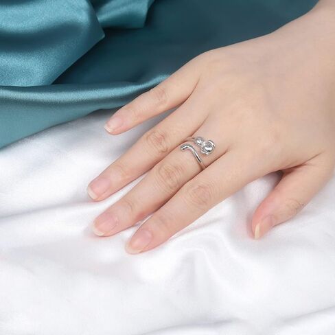 خاتم 925-فضة سترلنج بت جرو الكلب - خاتم فوريفر إن ماي هارت أنيمال خاتم مفتوح قابل للتعديل مجوهرات لهدايا عيد الميلاد للنساء والمراهقات ومحبي الكلاب in Kuwait