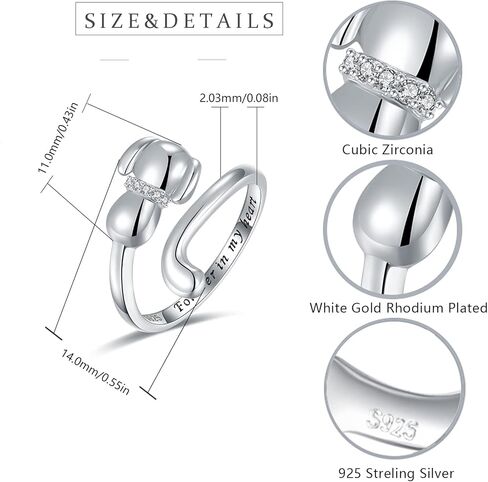 خاتم 925-فضة سترلنج بت جرو الكلب - خاتم فوريفر إن ماي هارت أنيمال خاتم مفتوح قابل للتعديل مجوهرات لهدايا عيد الميلاد للنساء والمراهقات ومحبي الكلاب in Kuwait