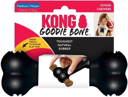 KONG Extreme Goodie Bone, Durable Natural Rubber, Black, for Medium Dogs in Kuwait