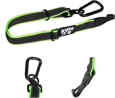 2 بي اي تي حزام امان للكلاب قابل للتعديل مناسب لجميع السلالات - يستخدم مع السرج - جميع انواع السيارات - سلسلة بمشبك حلقة - اخضر واسود in Kuwait