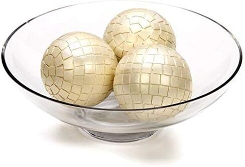 Hosley Clear Glass Bowl with Red Bottom 11.8 Inch Diameter Ideal Gift for Wedding or Special Occasion for Decorative Balls Orbs DIY Projects Terrariums and More. O4 in Saudi Arabia