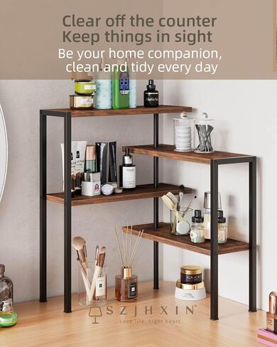 اس زد جيه اتش اكس اي ان رف زاوية منظم لسطح طاولة المطبخ، 4 طبقات تخزين الحمام رفوف منضدة للمطبخ والحمام وغرفة المعيشة in Kuwait