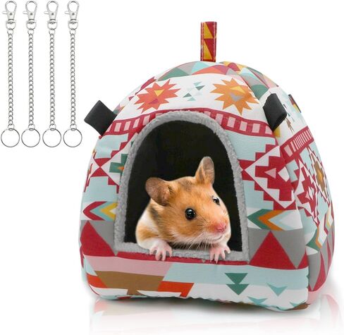 Hamster Tent Bed Winter Warm Hammock Sleeping Bed for Gerbil Rat Sugar Glider Squirrel Hedgehog Small Birds (M, Pink Ethnic) in Saudi Arabia