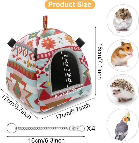Hamster Tent Bed Winter Warm Hammock Sleeping Bed for Gerbil Rat Sugar Glider Squirrel Hedgehog Small Birds (M, Pink Ethnic) in Saudi Arabia