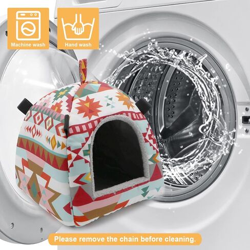 Hamster Tent Bed Winter Warm Hammock Sleeping Bed for Gerbil Rat Sugar Glider Squirrel Hedgehog Small Birds (M, Pink Ethnic) in Saudi Arabia