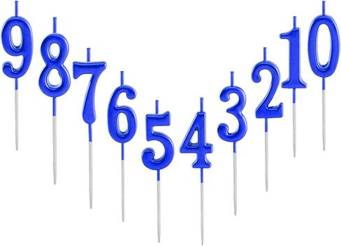 10 قطع شموع عيد ميلاد عدد 0-9 شموع تزيين الكيك اللامعة للحفلات وحفلات الزفاف وخدمة الزجاجات والنوادي الليلية والأطفال والبالغين (ذهبي) in Kuwait