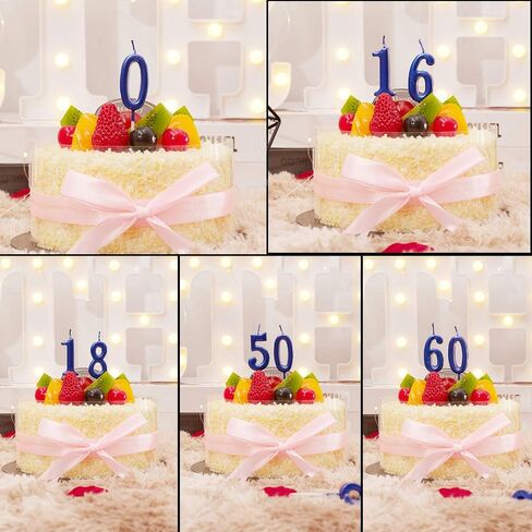 10 قطع شموع عيد ميلاد عدد 0-9 شموع تزيين الكيك اللامعة للحفلات وحفلات الزفاف وخدمة الزجاجات والنوادي الليلية والأطفال والبالغين (ذهبي) in Kuwait