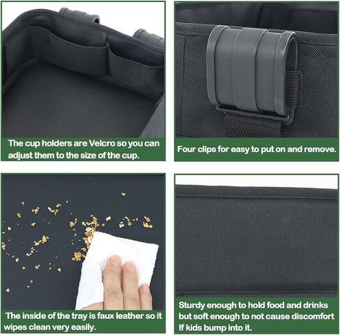 Bandelt Double Sided Stroller Snacks Tray for Wonderfold Wagon W Series Waterproof Kids Toy Placement Faux Leather Sides for Eating and 2 Kid’s Cup Holder (W2 Series) in Kuwait