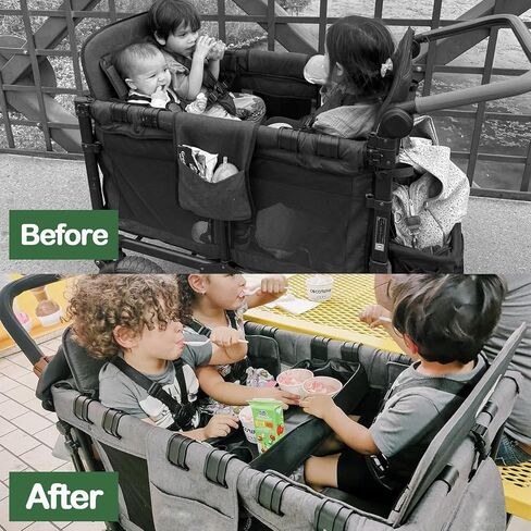 Bandelt Double Sided Stroller Snacks Tray for Wonderfold Wagon W Series Waterproof Kids Toy Placement Faux Leather Sides for Eating and 2 Kid’s Cup Holder (W2 Series) in Kuwait