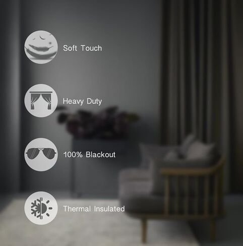 لوحة ستارة باب الفناء من Rose Home Fashion RHF واسعة التعتيم الحراري، ستائر معزولة للباب المنزلق، ستائر واسعة جدًا: 100 واط × 84 طول بوصة - رمادي 100 واط × 84 لتر - رمادي داكن (bl-10084-رمادي داكن) in Kuwait