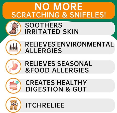 مضغ للكلاب لتخفيف الحساسية - تخفيف حكة الجلد مع البروبيوتيك + أوميغا 3 + اللبأ - الحساسية الموسمية - علاجات مضادة للحكة - الجلد والمعطف + مكمل مناعي - تخفيف النقاط الساخنة - نكهة الدجاج 120 قيراط in Kuwait