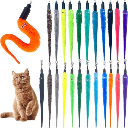 Cat Toy Worm Refills, 15 Pieces Interactive Cat Wand Attachments Worms Toy for Indoor Cats in Kuwait