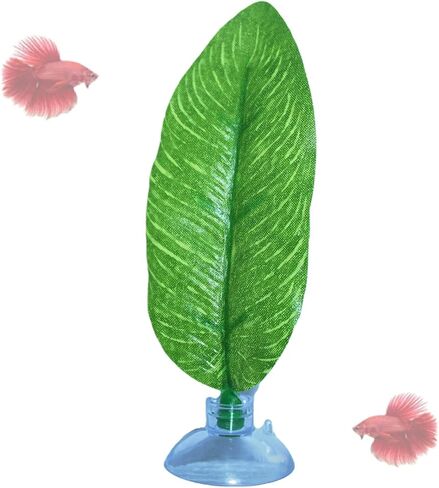 DOBA No Wire Betta Bed Leaf Hammock, Silk Betta Fish Leaf Hammocks Pad Lounger Toys Lightweight and Realistic Fish Hideout Plastic Aquarium Plants Accessories for Fish Tank Decorations (1pcs), Green in Kuwait