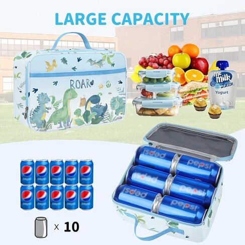 صندوق غداء على شكل ديناصور لطيف من Clastye للأطفال معزول للأولاد حقيبة غداء للمدرسة الخضراء حقيبة للحفاظ على البرودة للسفر خفيفة الوزن وسهلة التنظيف in Kuwait